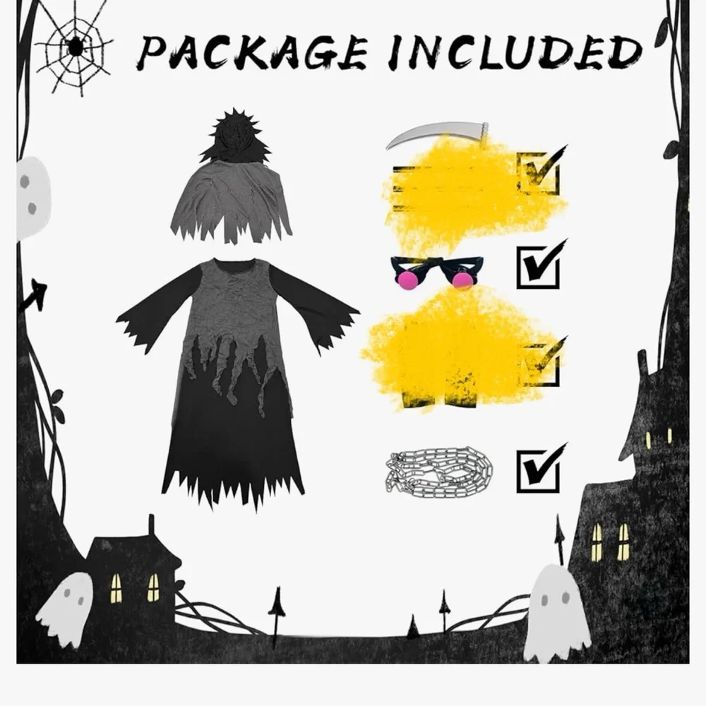 Kids‎ Grim Reaper Costume - Black and Gray S